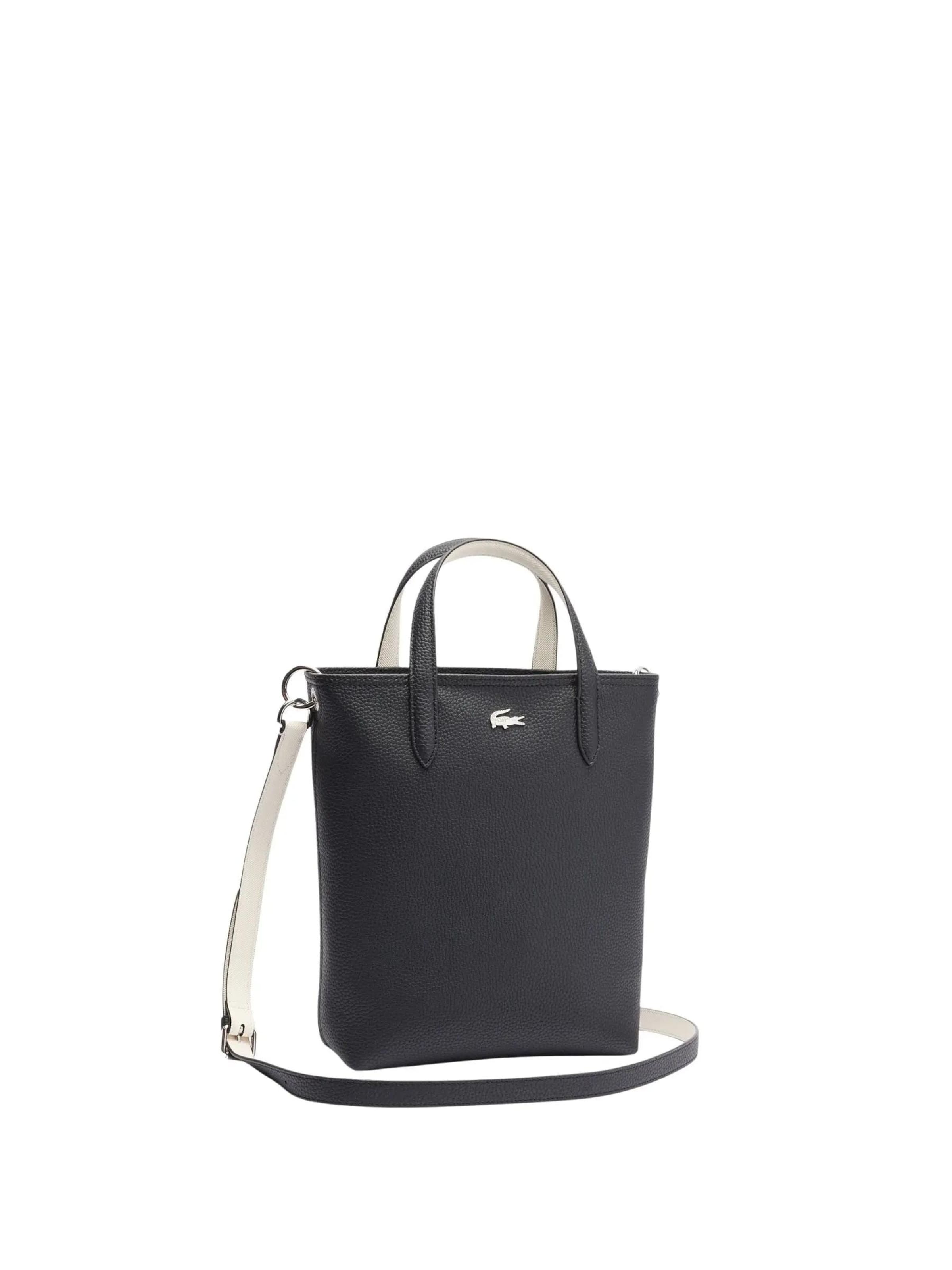 LACOSTE Shopper 'Sac Cabas Lacoste Anna Petit Piqué NF4929AA Noir Farine' in Zwart