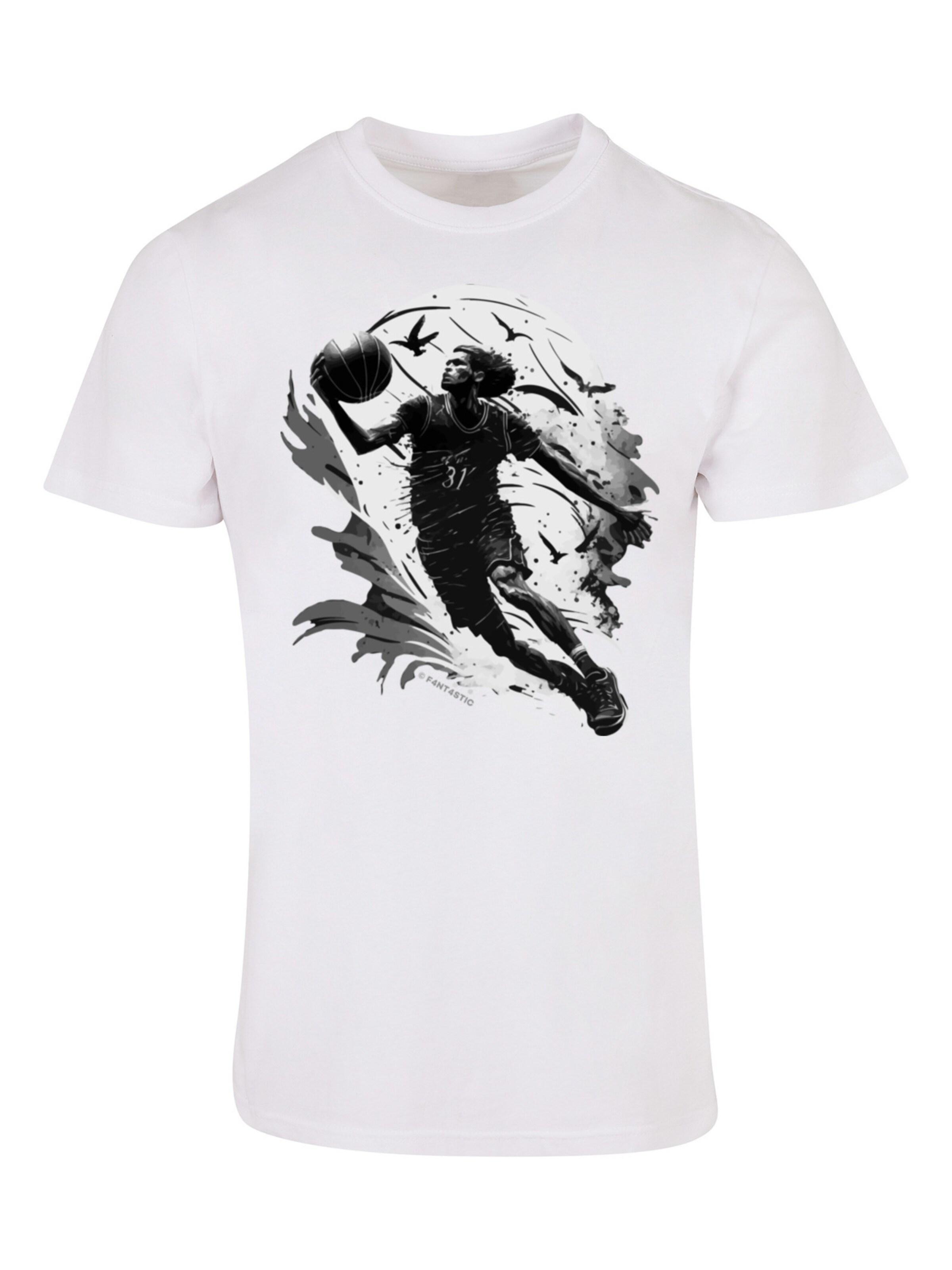 T-Shirt 'Basketball Spieler' F4NT4STIC en blanc : devant