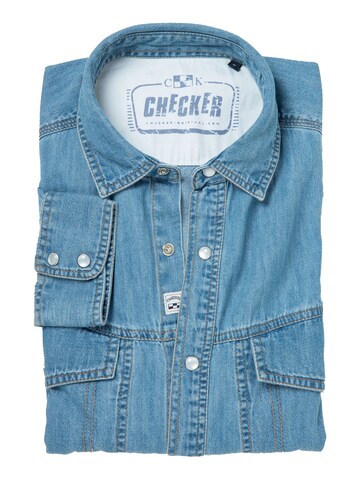 Checker Regular fit Overhemd ' Dynasty Denim ' in Blauw