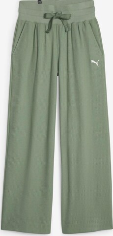 PUMA Wide Leg Sportsbukse 'Her' i grønn: forside