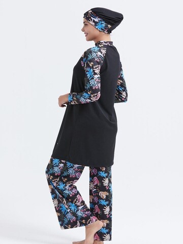 C&City T-shirt Badpakjurk in Zwart