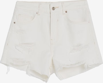 Bershka Regular Jeans in White: front