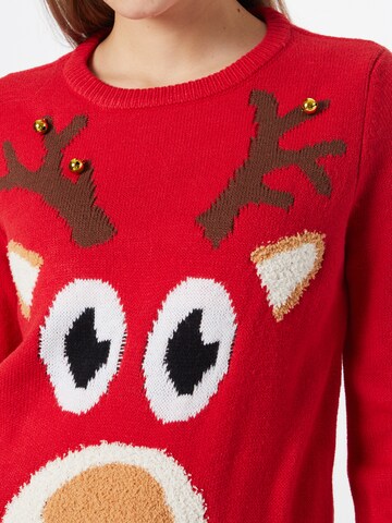 VERO MODA Пуловер 'Jingledeer' в червено