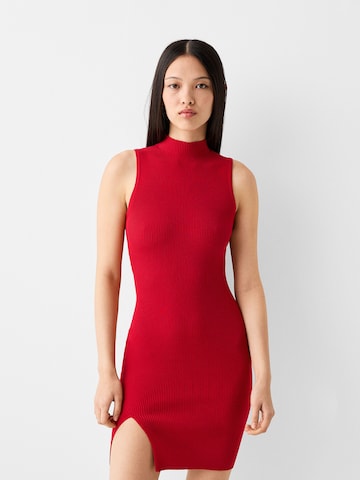 Bershka Gebreide jurk in Rood: voorkant