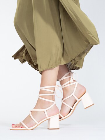 Celena Strap Sandals in Beige