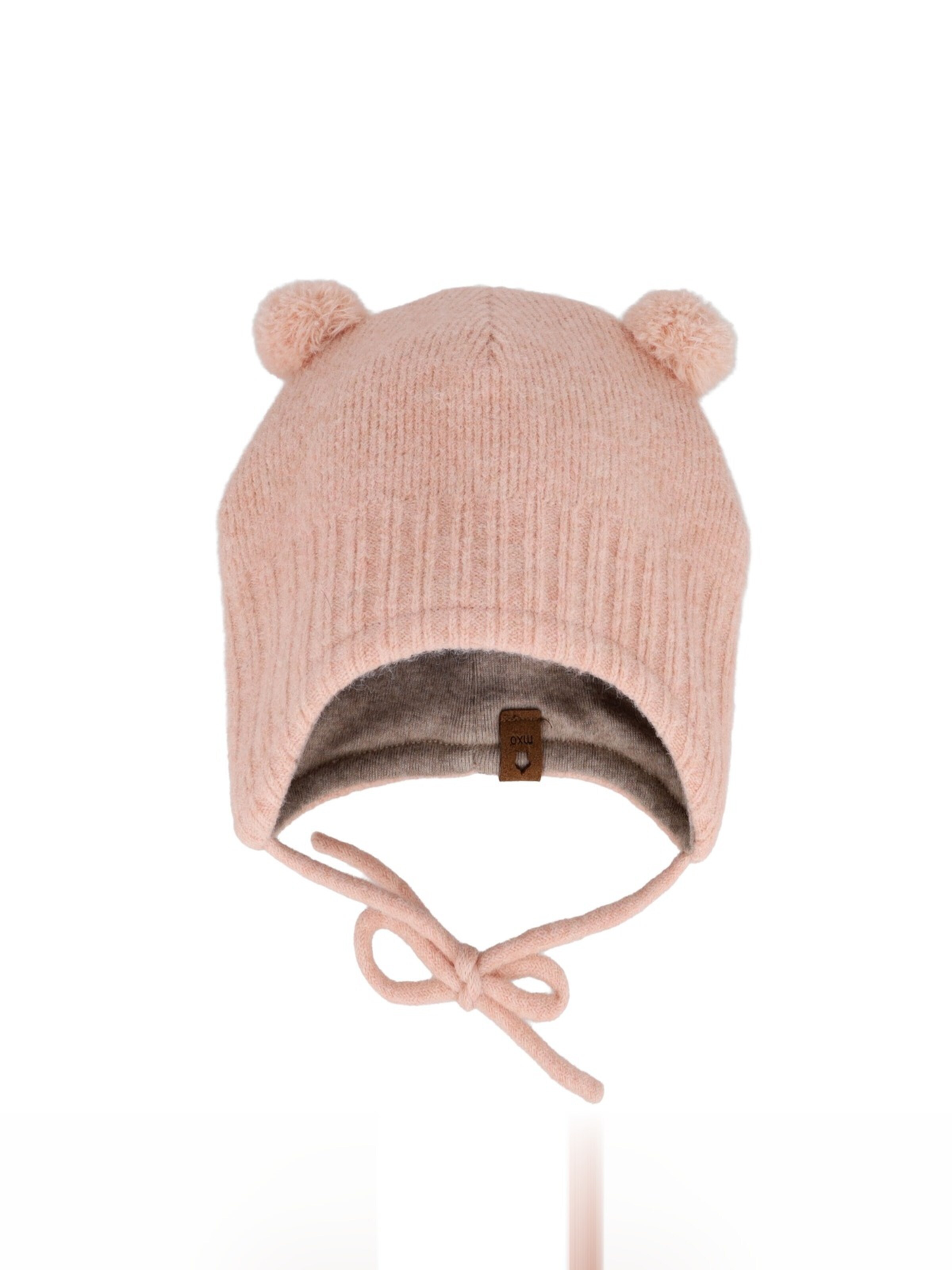 MAXIMO Mütze 'BABY-Inkamütze, 2 Pompons,  Bindeband, Jerseyfutter'‌‌‌‌‌‌ in Pink