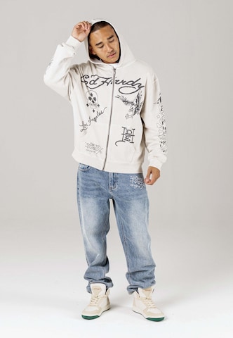 Ed Hardy Sweatjacke 'Death Before Dishonor' in Beige