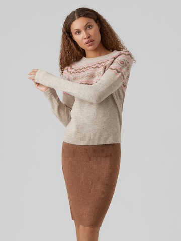 VERO MODA Sweater 'Fifi Fairisle' in Beige: front