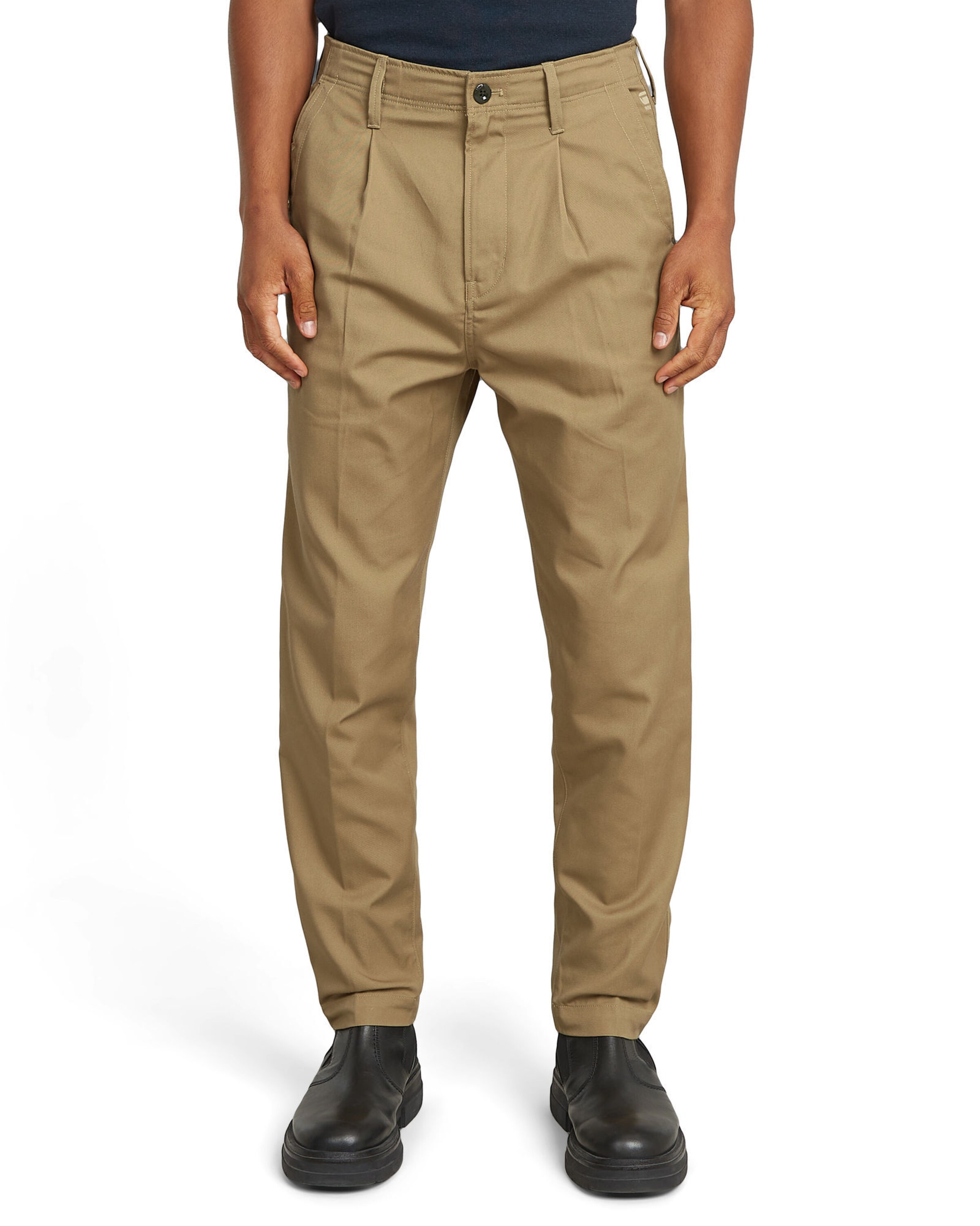 G-STAR Tapered Cargohose 'Pleated' in Braun: Vorderseite