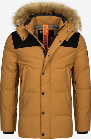 INDICODE JEANS Winterparka 'Hexyl' in Bruin: voorkant