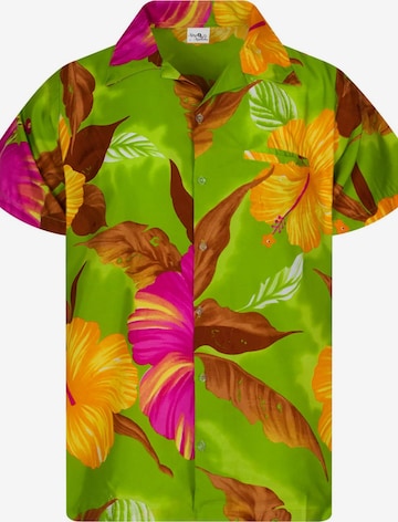 King Kameha Shirt 'Big Flower' in Green: front