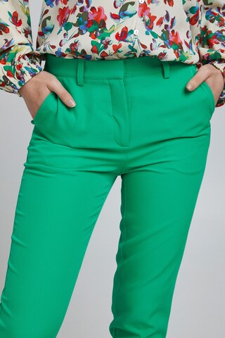 ICHI Slim fit Pleated Pants in Green