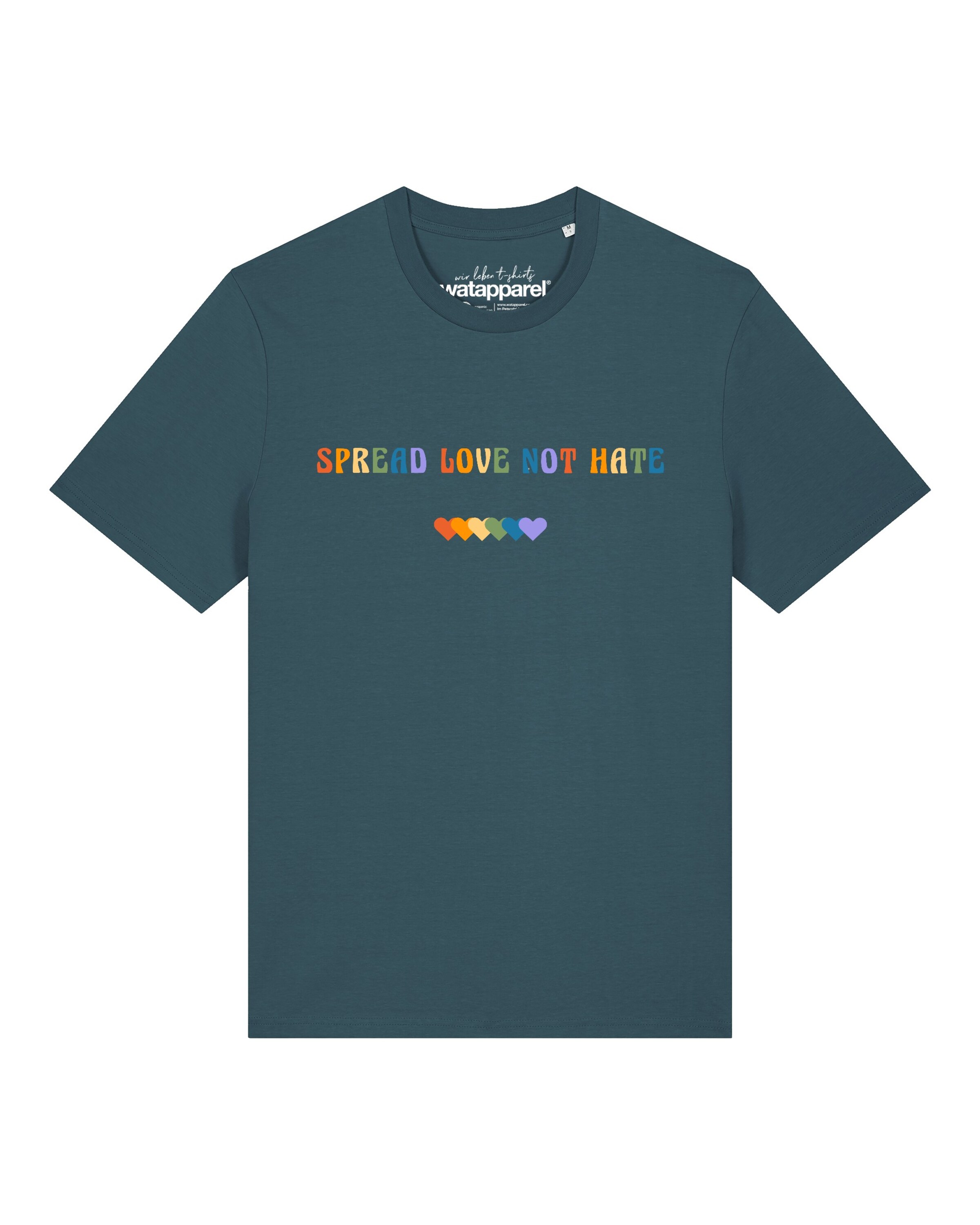 Maglietta 'Spread Love Not Hate' di Watapparel in blu: frontale