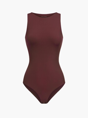 cfab by creamy fabrics Shapingbody 'Crew Neck Bodysuit String' in Rood