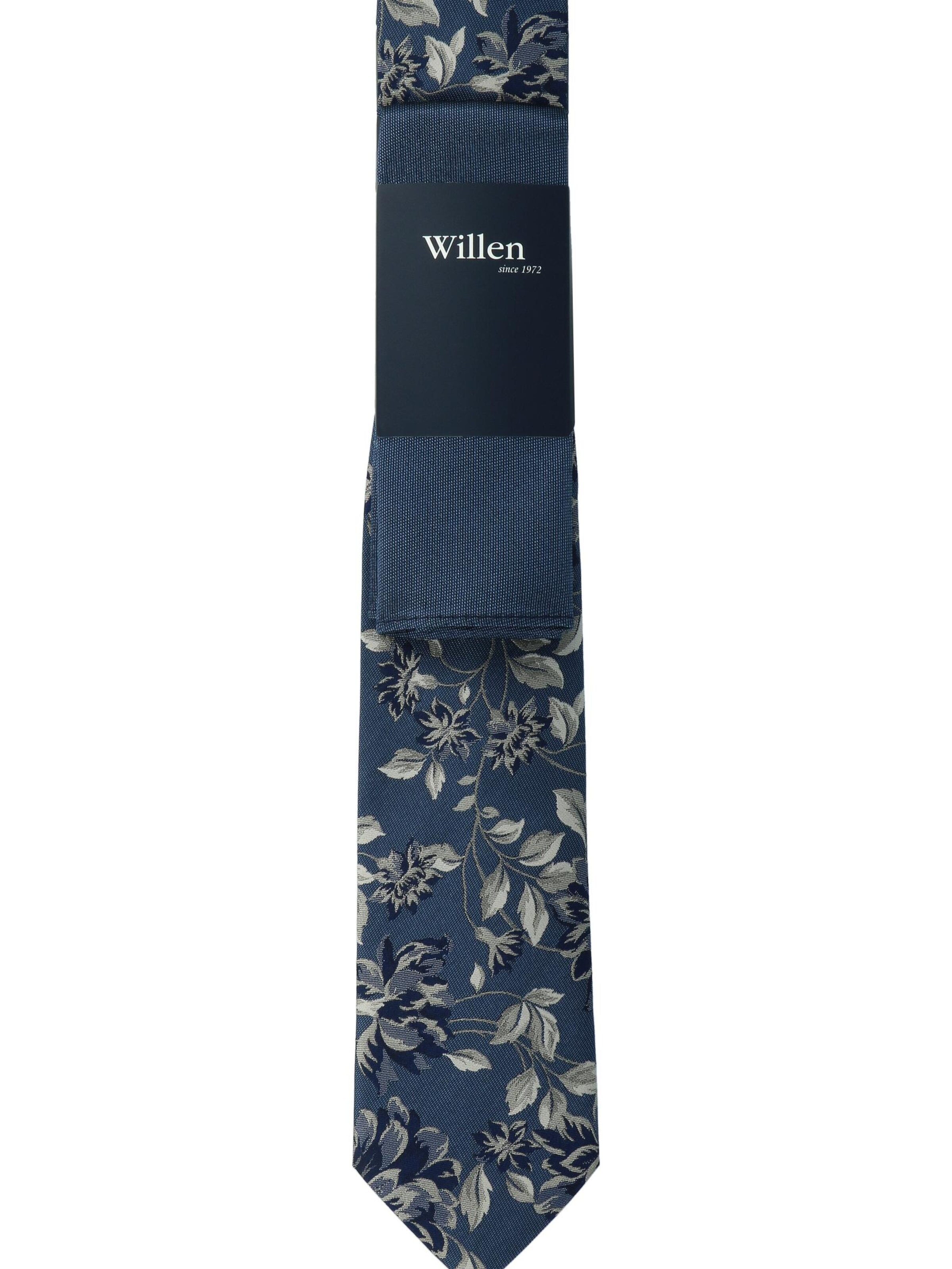 WILLEN Tie 'Floral / Uni' in Blue