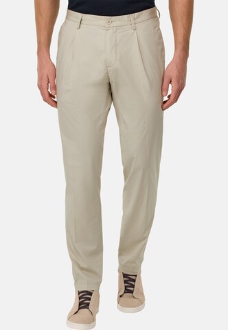 Boggi Milano Slim fit Pleat-Front Pants in Beige: front