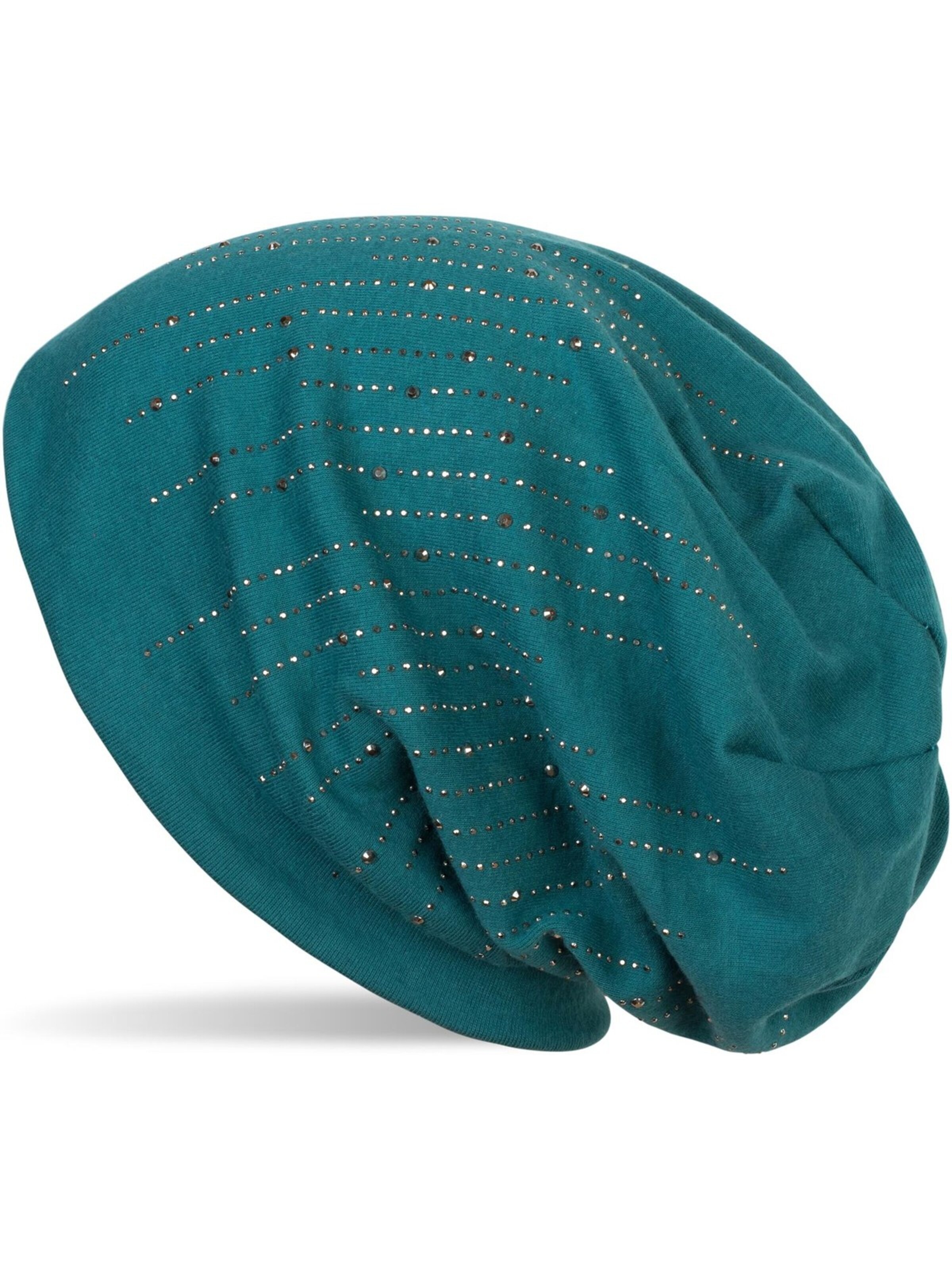 styleBREAKER Mütze 'Beanie mit Strass Streifen'‌‌‌ in Grün: Vorderseite