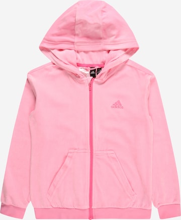 ADIDAS SPORTSWEAR Athletic Zip-Up Hoodie 'Lounge Velour' in Pink: front