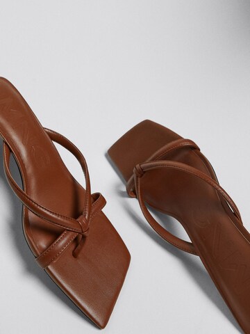 MANGO T-Bar Sandals 'Tarta' in Brown