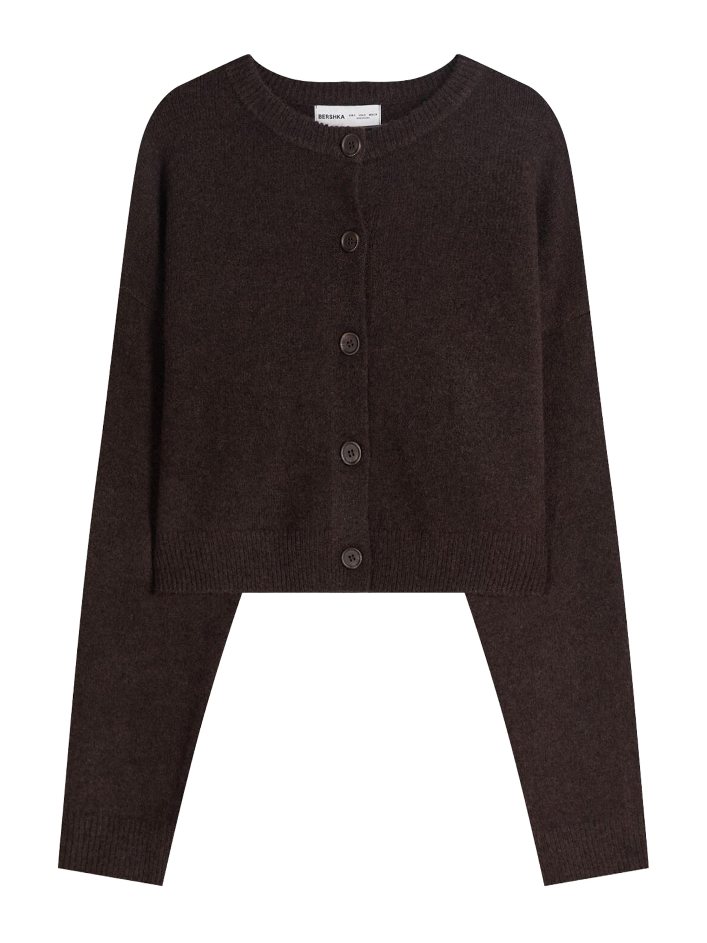 Bershka Плетена жилетка в кафяво: отпред