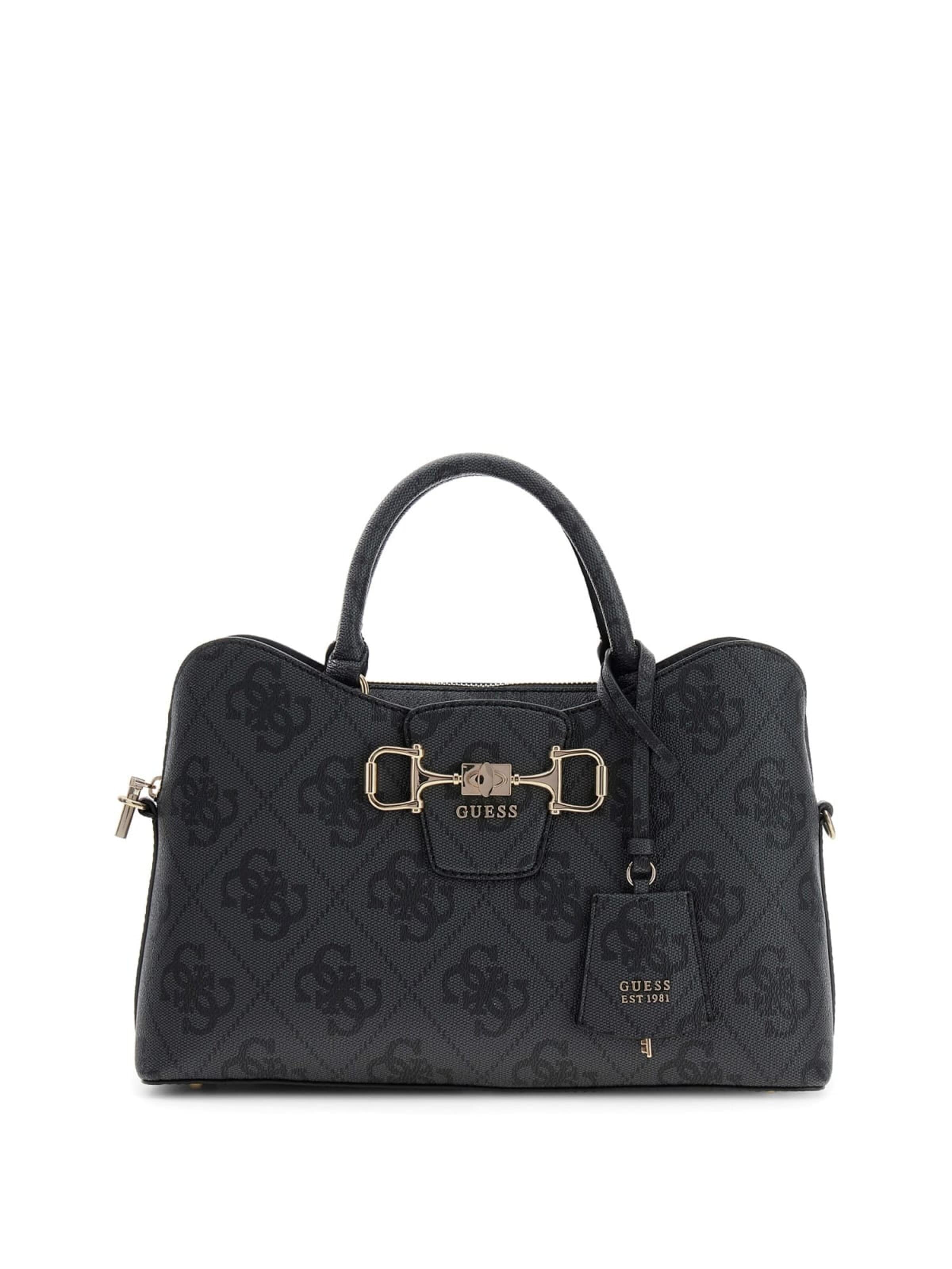 GUESS Handtas 'Guess Sacs à main Karnilla Logo Bucket Coal Logo' in Zwart: voorkant