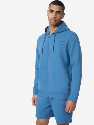 4F Athletic Zip-Up Hoodie in Blue: front