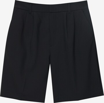 Pull&Bear Regular Pleat-front trousers in Black: front