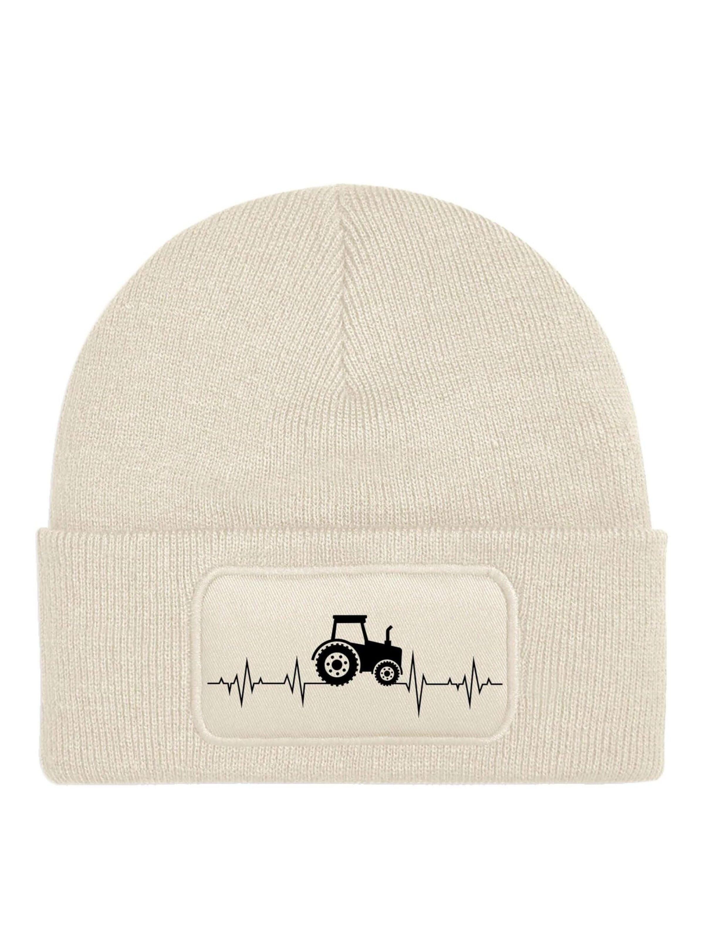Youth Designz Mütze 'Heartbeat Traktor'‌‌‌‌‌‌ in Beige: Vorderseite