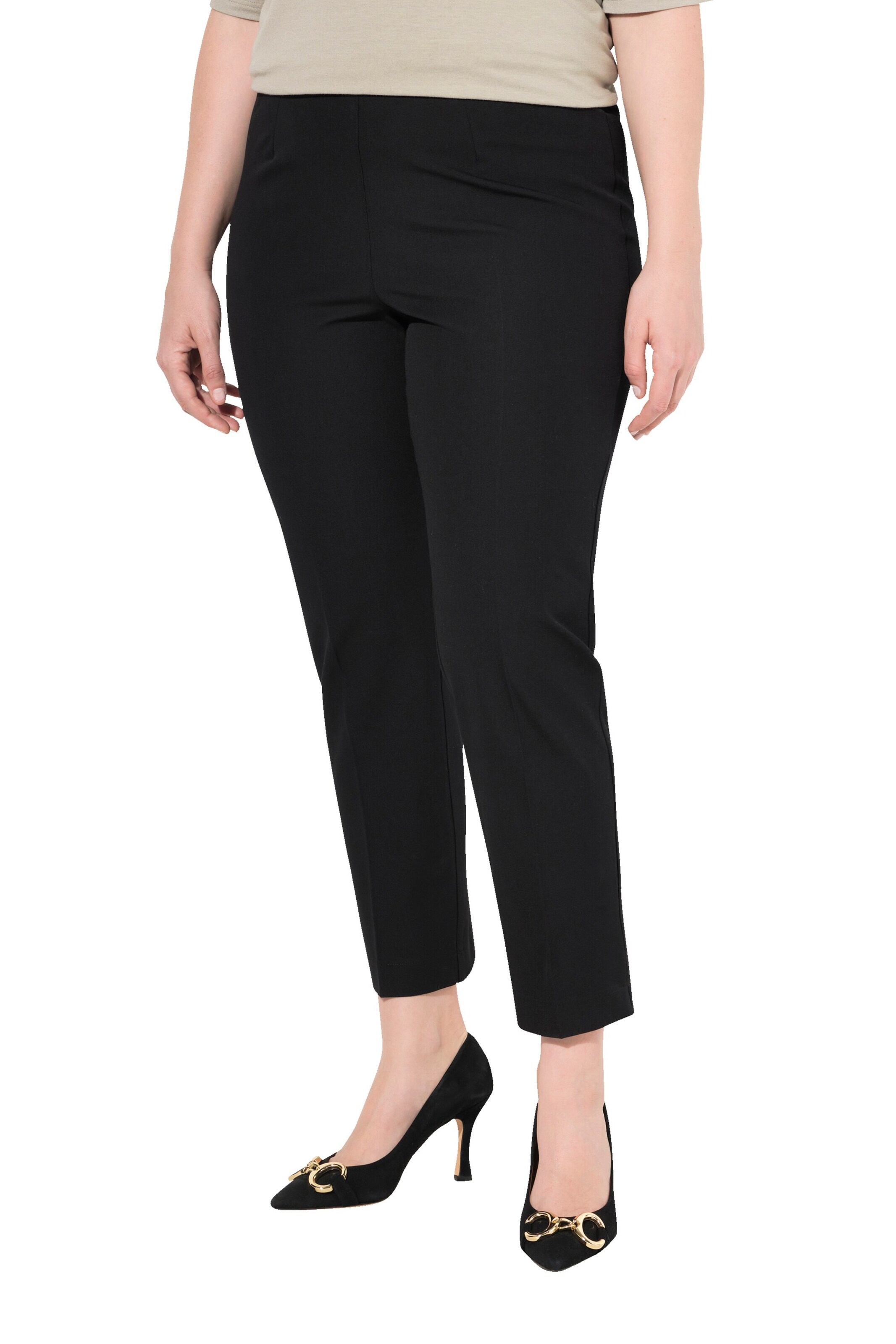 Ulla Popken Slimfit Broek in Zwart: voorkant