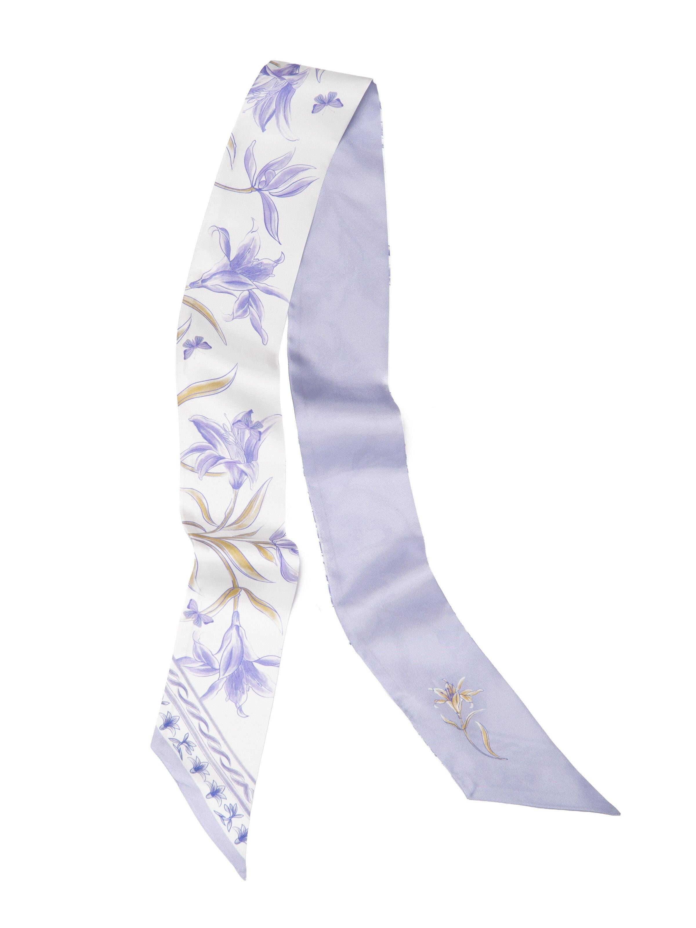 MayTree Scarf 'Seidenbandeau Twillseide beidseitig, Taglilie 7 x 116 cm' in Purple: front
