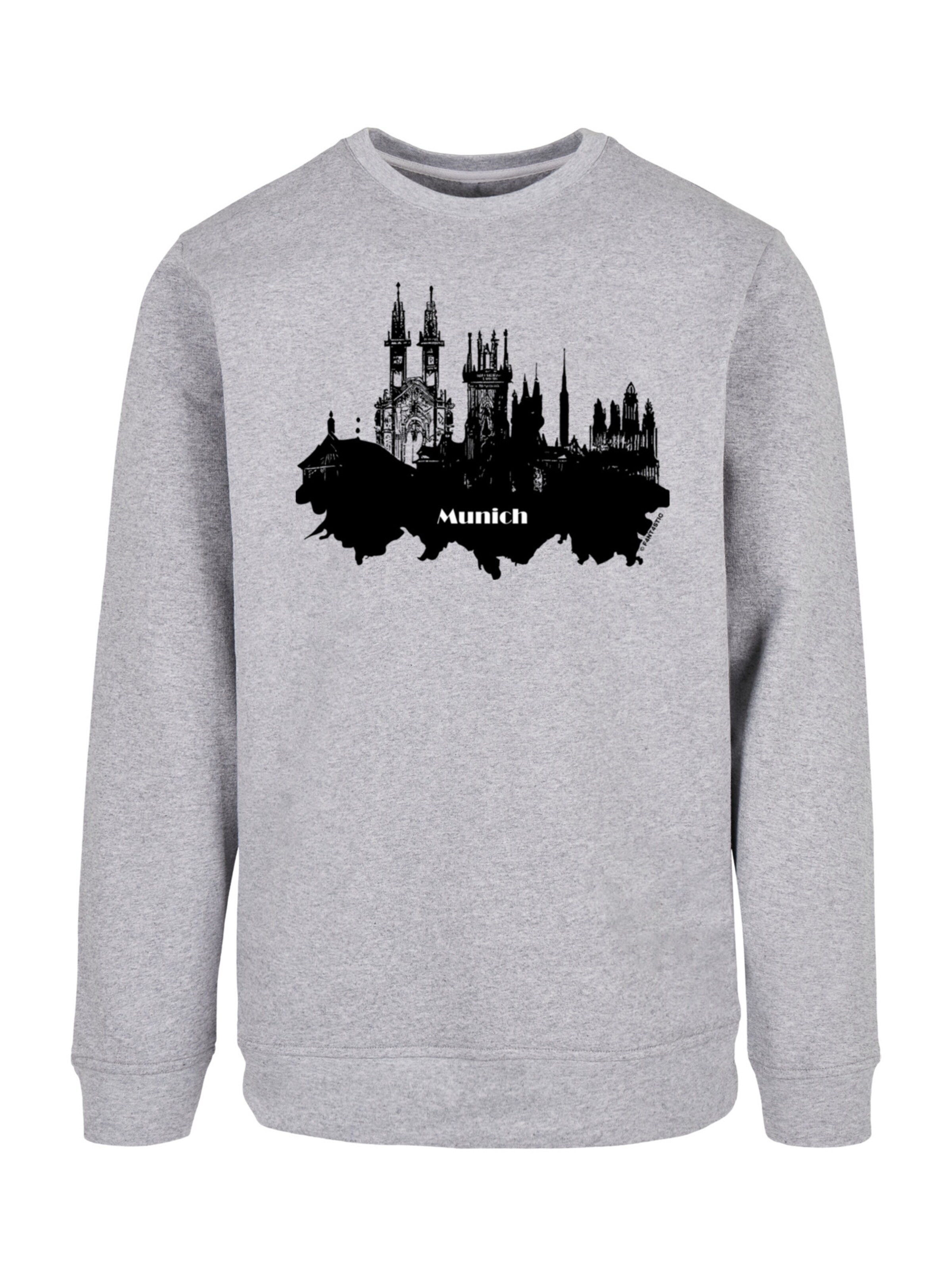 F4NT4STIC Sweatshirt 'Cities Collection - Munich skyline' in Grey: front
