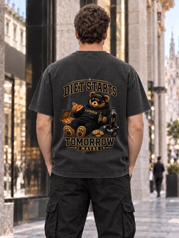 LUNØIR Studio Shirt 'Tomorrow Diet Pact'‌‌‌‌‌ in Schwarz