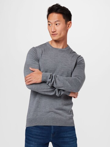 HUGO Пуловер 'San Cedric' в сиво: отпред