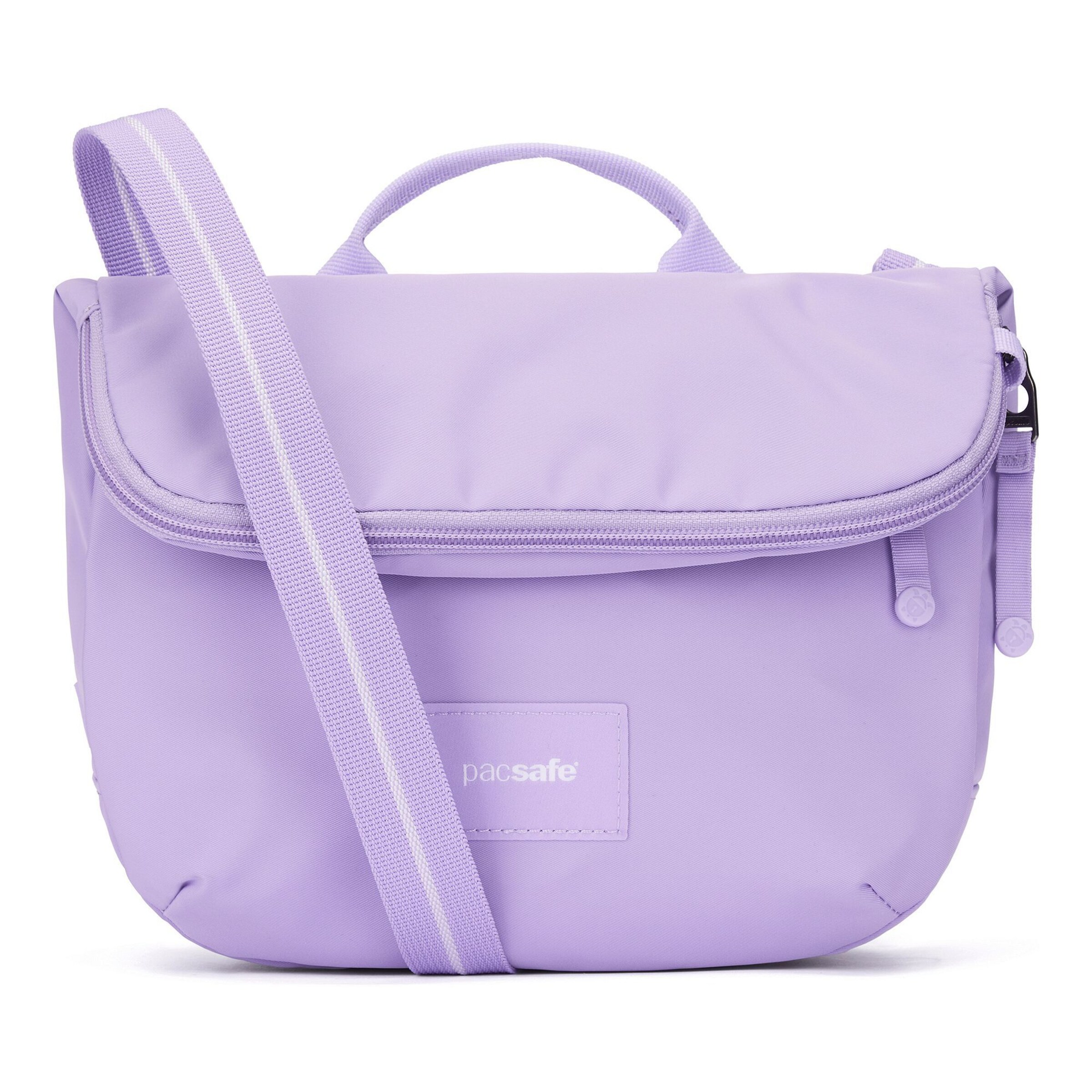 Borsa a tracolla di Pacsafe in lilla: frontale