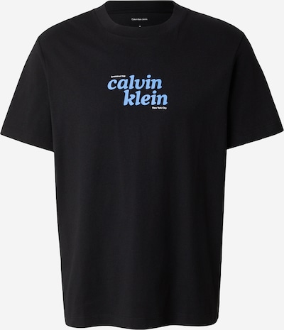 XS dydžio Marškinėliai 'Relaxed Logo' iš Calvin Klein Jeans, spalva – neoninė mėlyna / juoda, Prekių apžvalga