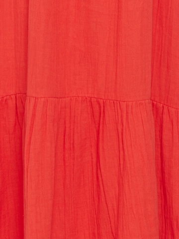 ICHI فستان صيفي 'FOXA' بلون أحمر