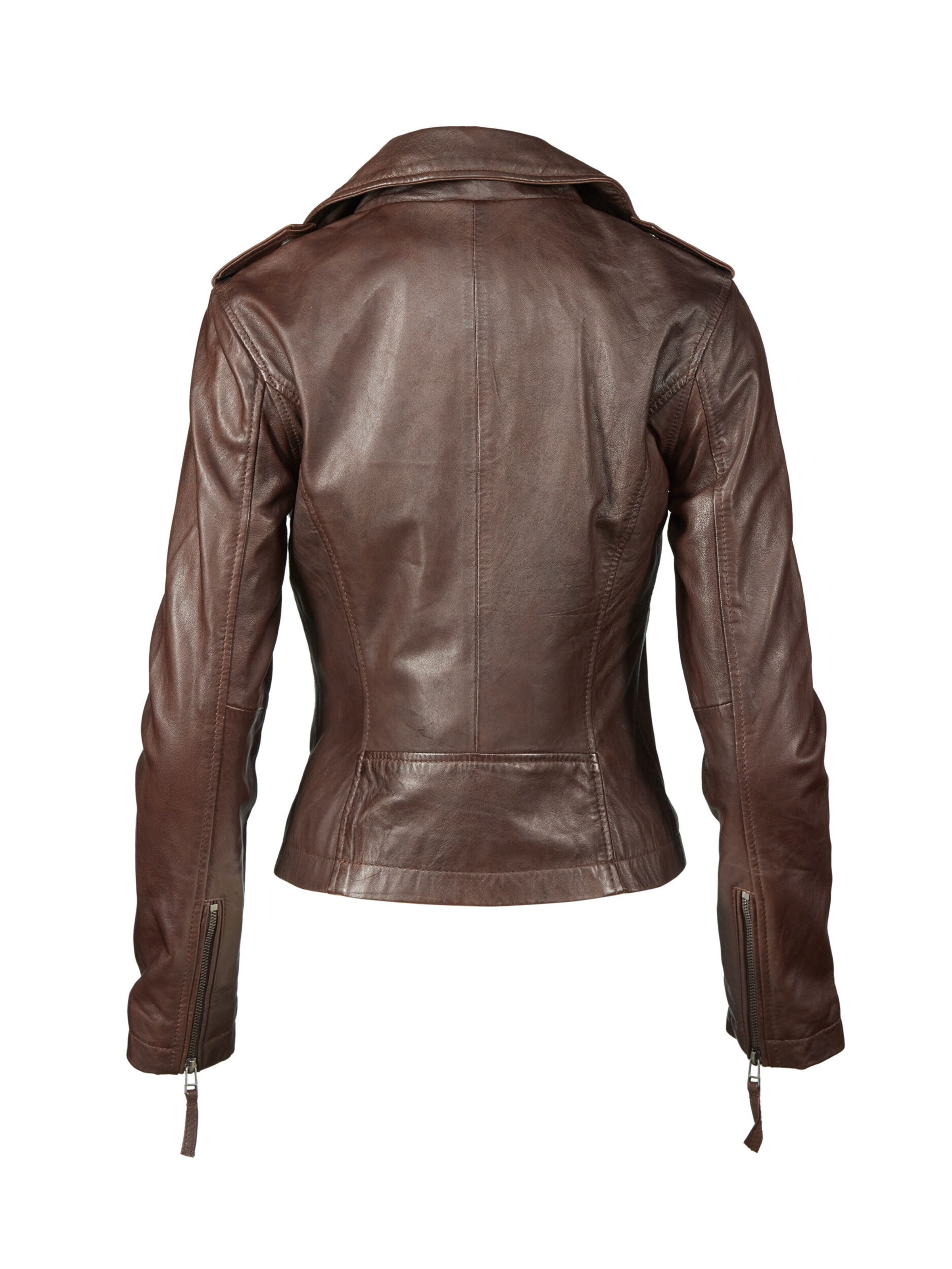 Apple of Eden Lederjacke taillierte Passform in Braun