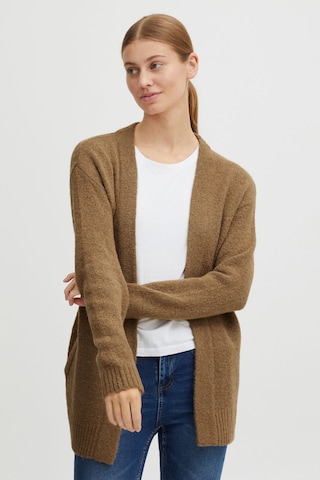Oxmo Knit Cardigan in Brown: front