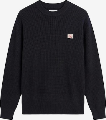 Pull-over 'LS EZ COTTON WAFFLE LV04RD313G' Calvin Klein Jeans en noir : devant
