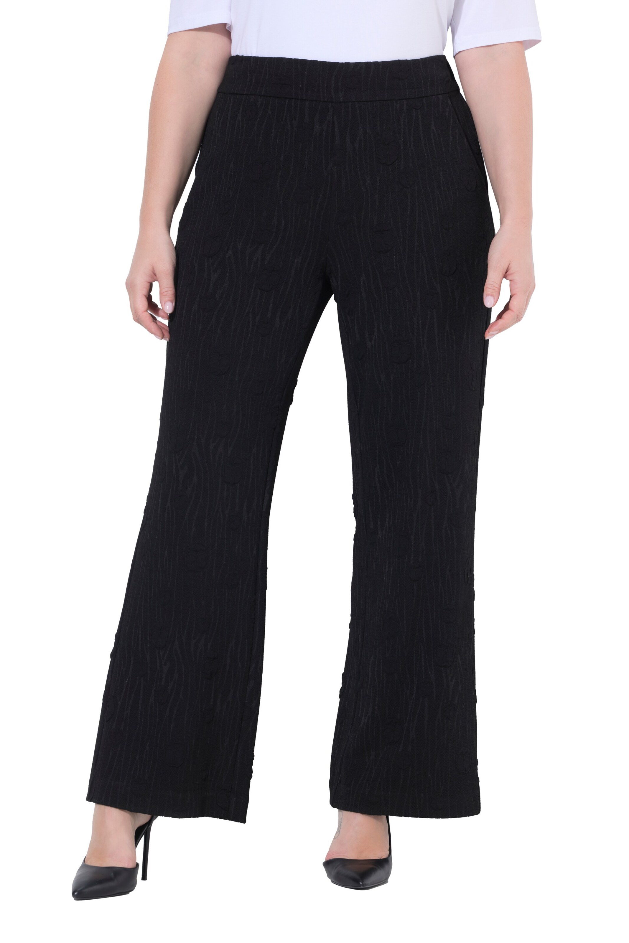 Ulla Popken Flared Pants in Black: front