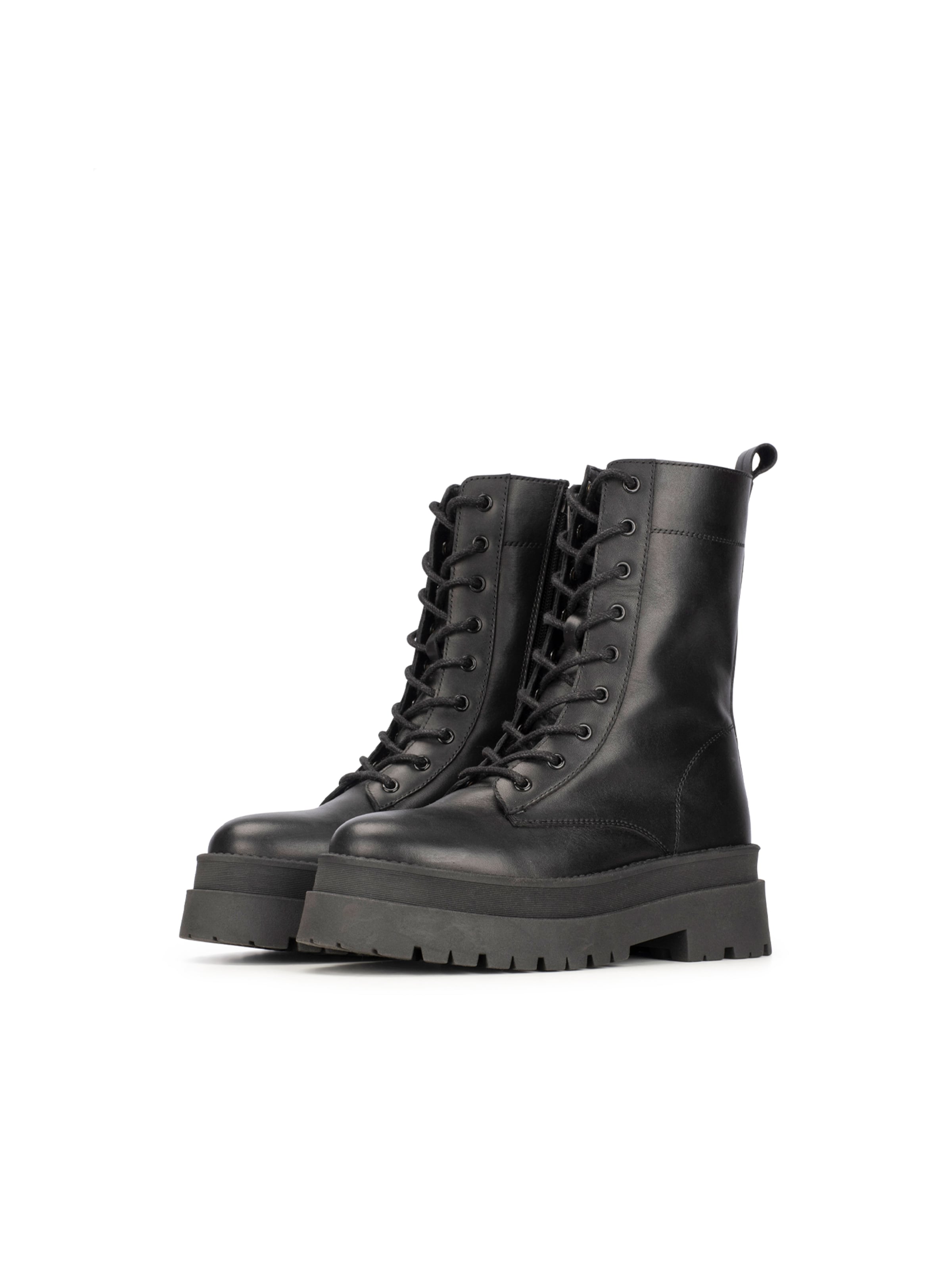 PS Poelman Μπότες με κορδόνια 'Korio' σε μαύρο