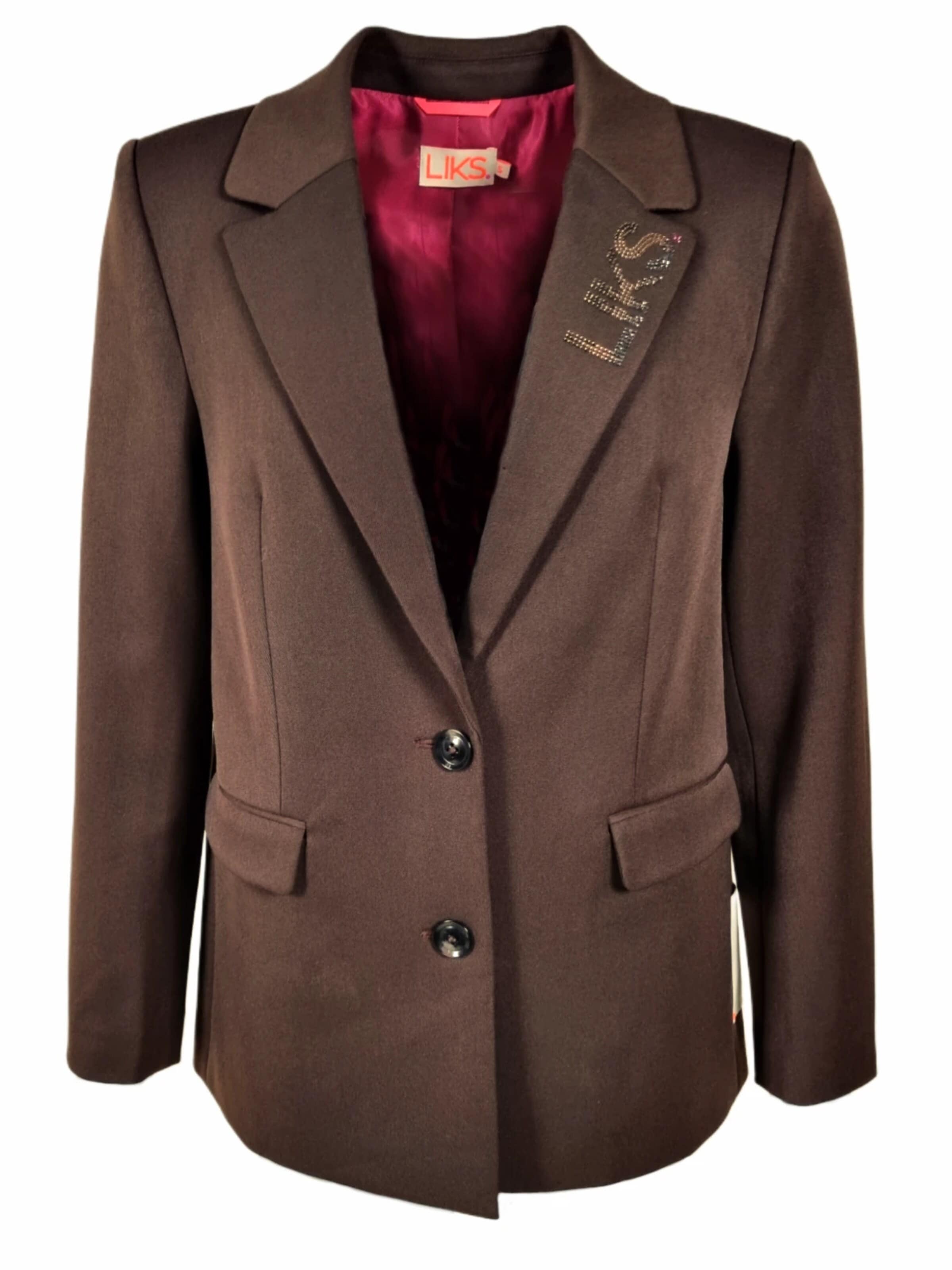LIKS. Munich - Blazer 'mit Taschengürtel mit Applikation am Kragen aus Polyester - Viscose - Mischung - YunaC' en marrón