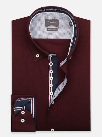 Slim fit Camicia 'Donatello Iconic Poplin Stretch Man Shirt Red' di 7Camicie in rosso