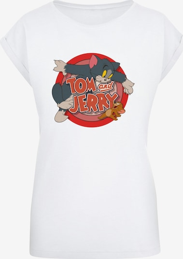 ABSOLUTE CULT T-shirt 'Tom And Jerry - Classic Catch' en bleu fumé / noisette / rouge sang / blanc, Vue avec produit
