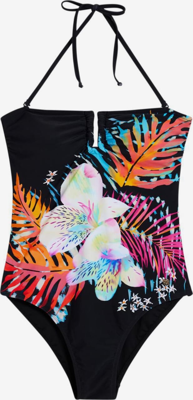 Costum de baie întreg 'Tropical' de la Desigual pe negru: față