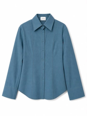 IVA RYCH Slow Fashion Store Shirt 'Tailierte Bluse mit Manschetten I Deadstock' in Blau: Vorderseite