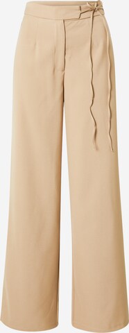 Nasty Gal Wide leg Bandplooibroek in Beige: voorkant