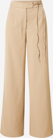 Nasty Gal Wide leg Veckad byxa i beige: framsida