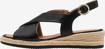 Tamaris Sandaal 'Ledersandalen mit Keilabsatz – Comfort' in Zwart: voorkant