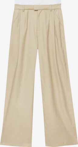 Pull&Bear Zvonové kalhoty Kalhoty se sklady v pase – béžová: přední strana